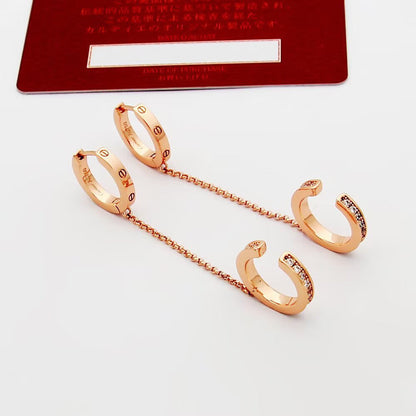 [Raffine]LOVE 3.0MM HALF DIAMOND EARRINGS
