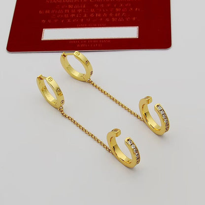 [Raffine]LOVE 3.0MM HALF DIAMOND EARRINGS