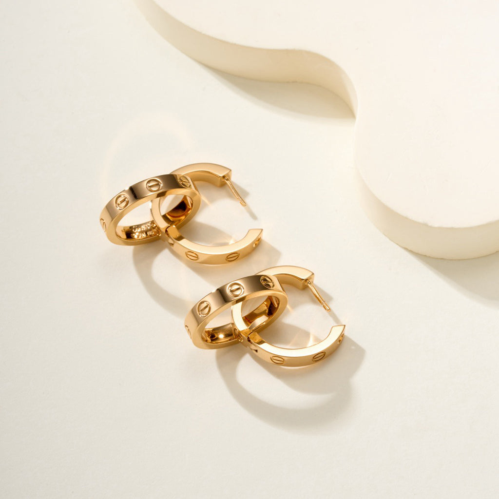 [Raffine]LOVE 3.3MM DANGLE HALF DIAMOND EARRINGS