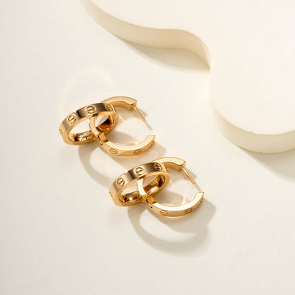 [Raffine]LOVE 3.3MM DANGLE HALF DIAMOND EARRINGS