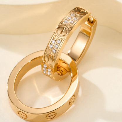 [Raffine]LOVE 3.3MM DANGLE HALF DIAMOND EARRINGS