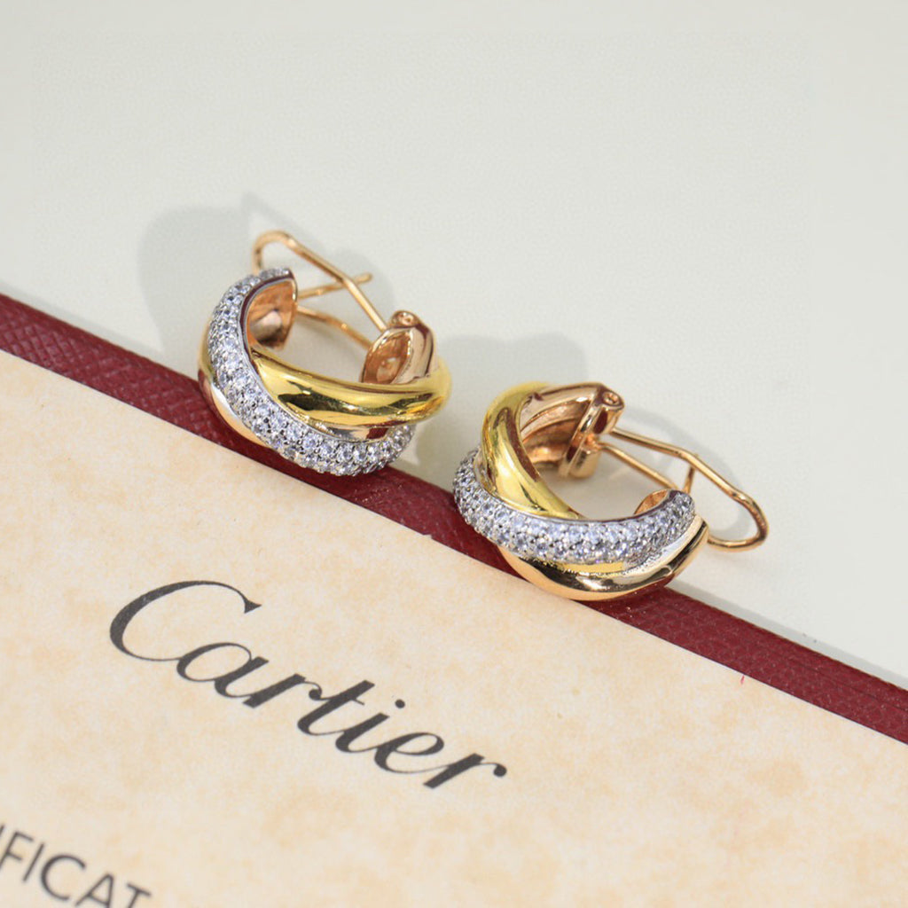 [Raffine]TRINITY HALF DIAMOND  CLASSIC EARRINGS