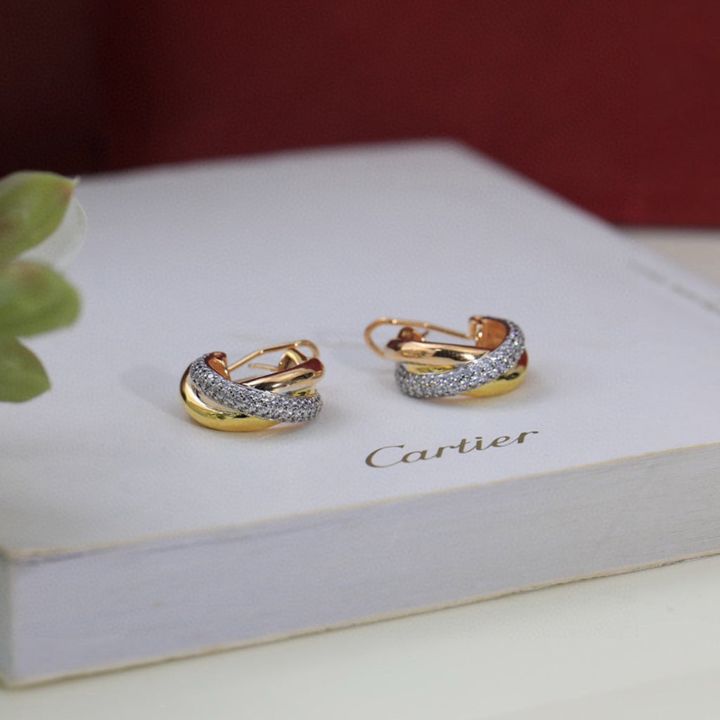 [Raffine]TRINITY HALF DIAMOND  CLASSIC EARRINGS