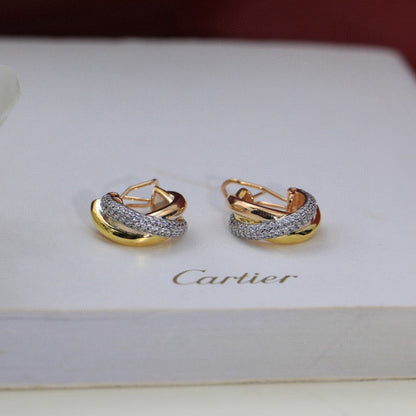 [Raffine]TRINITY HALF DIAMOND  CLASSIC EARRINGS