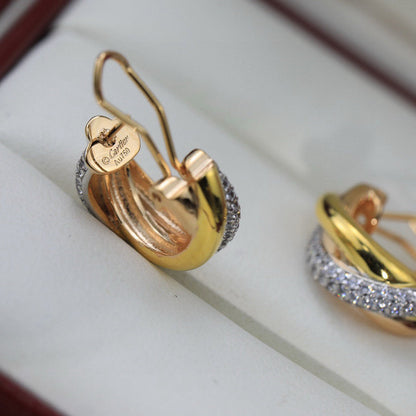 [Raffine]TRINITY HALF DIAMOND  CLASSIC EARRINGS