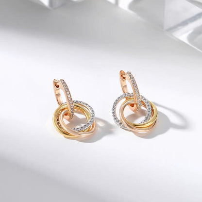 [Raffine]TRINITY HALF DIAMOND  EARRINGS