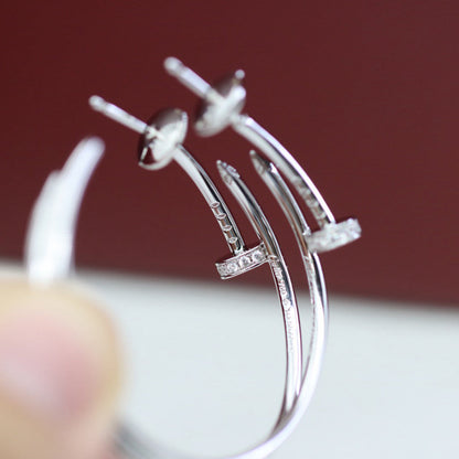 [Raffine]JUSTE HALF DIAMOND LARGE EARRINGS