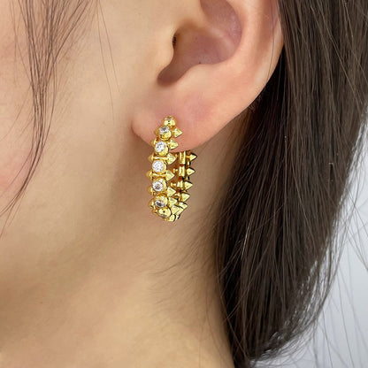 [Raffine]CLASH FULL DIAMOND MEDIUM EARRINGS