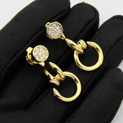 [Raffine]JUSTE HALF DIAMOND DOUBLE EARRINGS