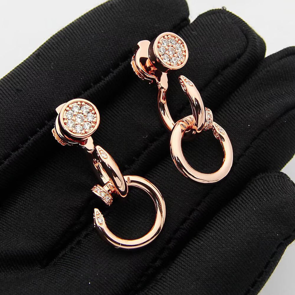 [Raffine]JUSTE HALF DIAMOND DOUBLE EARRINGS
