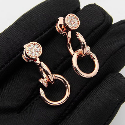 [Raffine]JUSTE HALF DIAMOND DOUBLE EARRINGS