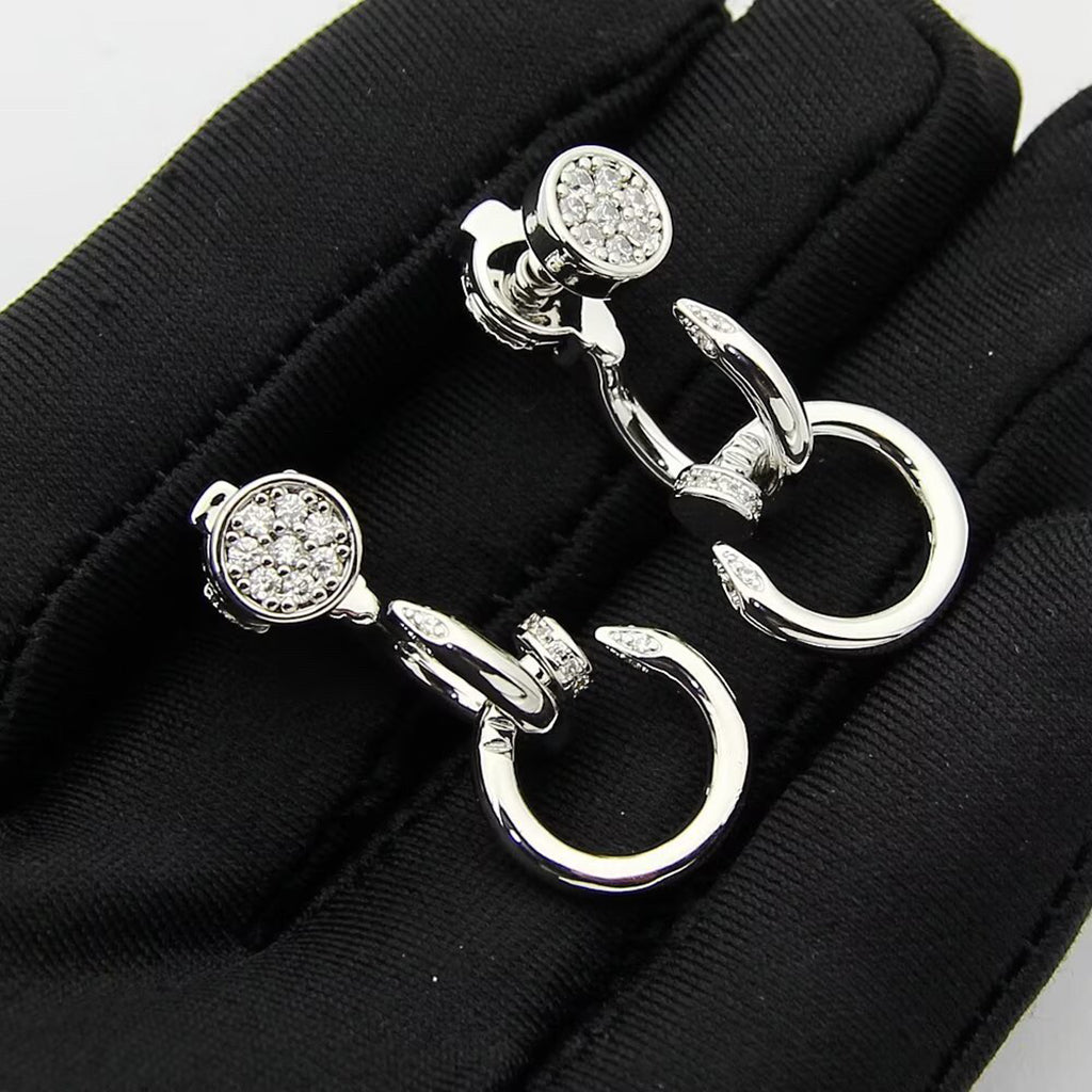 [Raffine]JUSTE HALF DIAMOND DOUBLE EARRINGS