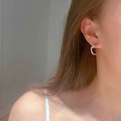 [Raffine]JUSTE FULL DIAMOND DOUBLE EARRINGS