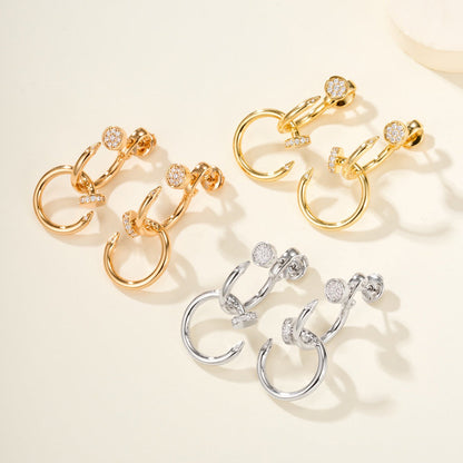 [Raffine]JUSTE HALF DIAMOND DOUBLE EARRINGS