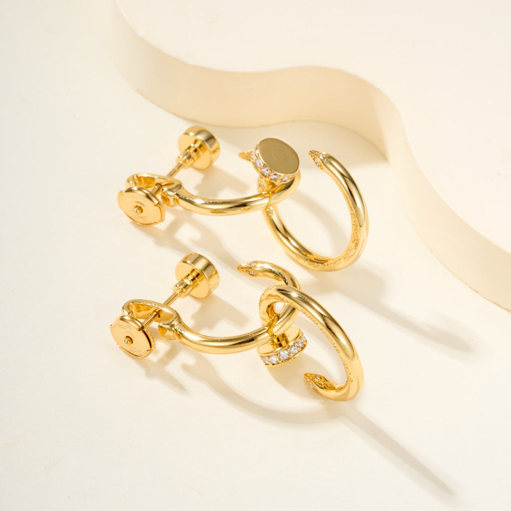 [Raffine]JUSTE HALF DIAMOND DOUBLE EARRINGS