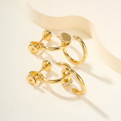[Raffine]JUSTE HALF DIAMOND DOUBLE EARRINGS
