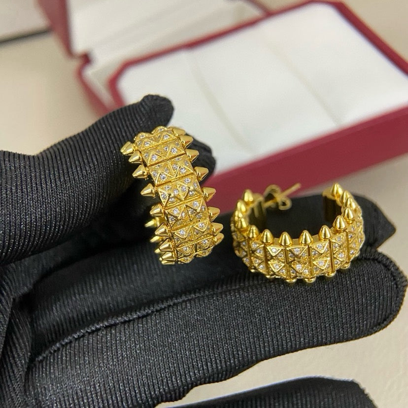 [Raffine]CLASH 9.2MM FULL DIAMOND DOUBLE ROW EARRINGS