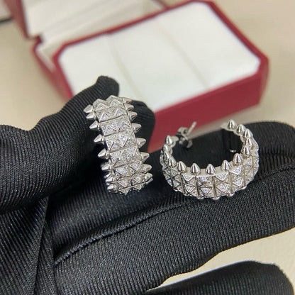 [Raffine]CLASH 9.2MM FULL DIAMOND DOUBLE ROW EARRINGS