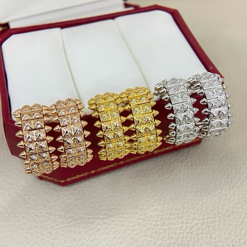 [Raffine]CLASH 9.2MM FULL DIAMOND DOUBLE ROW EARRINGS