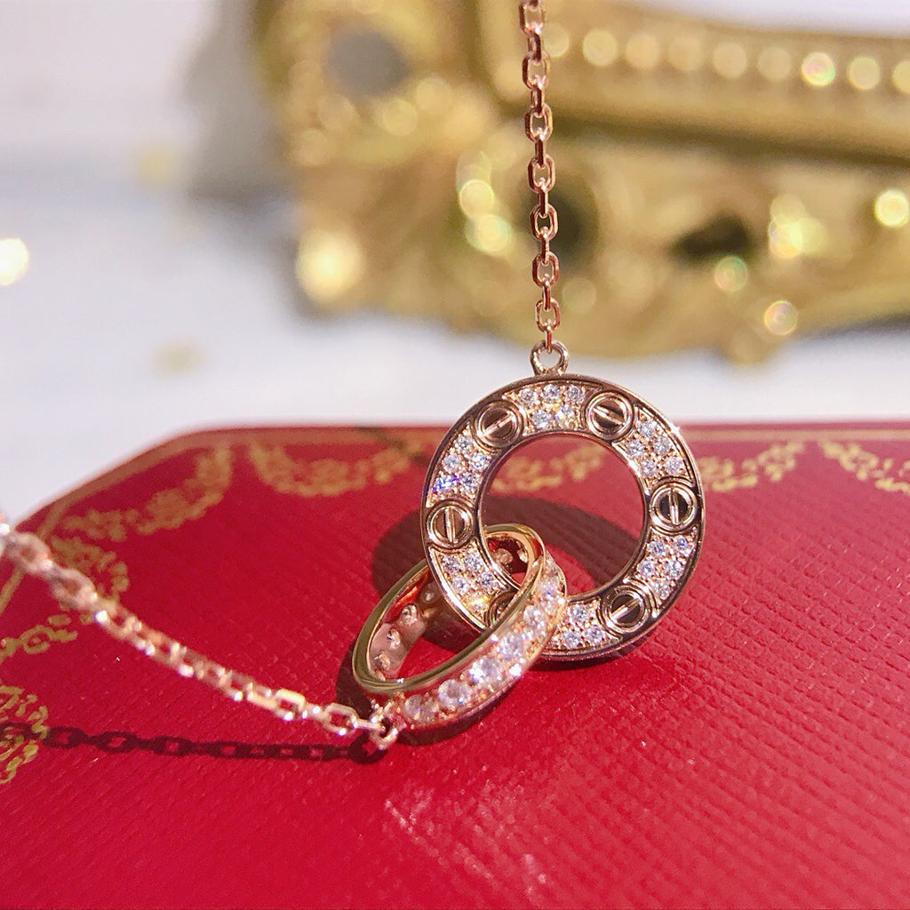 [Raffine]LOVE  FULL DIAMOND PENDANT NECKLACE