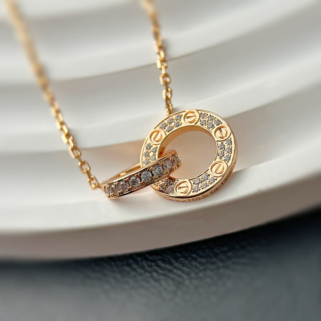 [Raffine]LOVE  FULL DIAMOND PENDANT NECKLACE