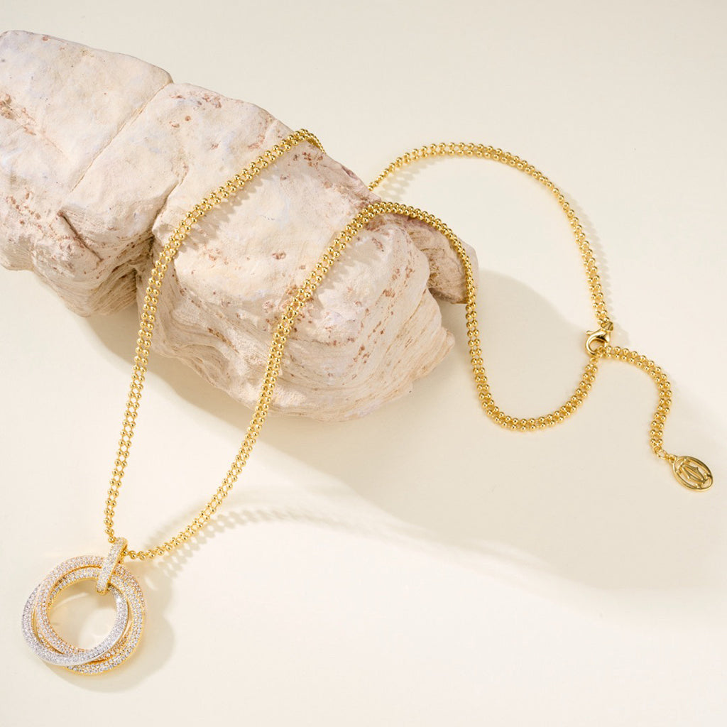 [Raffine]TRINITY LARGE FULL DIAMOND  NECKLACE