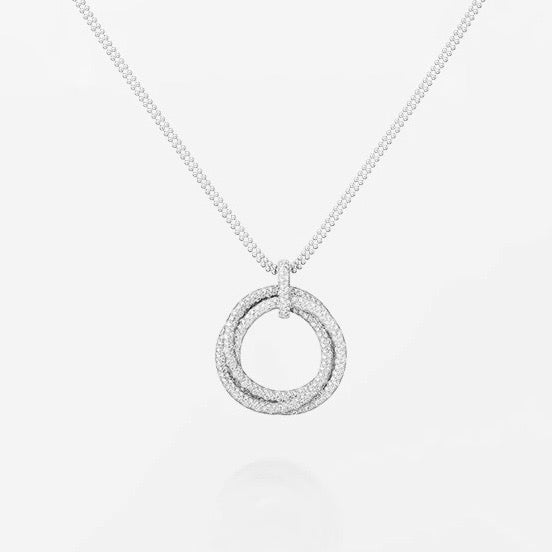 [Raffine]TRINITY LARGE FULL DIAMOND  NECKLACE