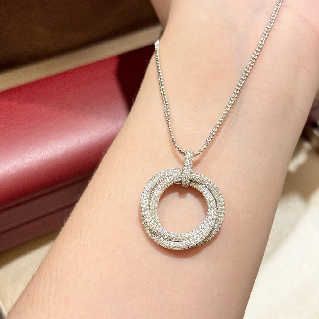 [Raffine]TRINITY LARGE FULL DIAMOND  NECKLACE