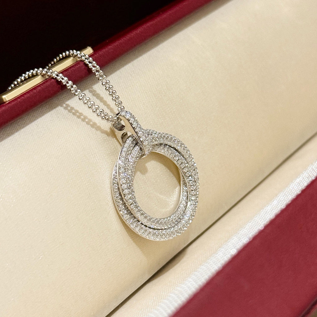 [Raffine]TRINITY LARGE FULL DIAMOND  NECKLACE