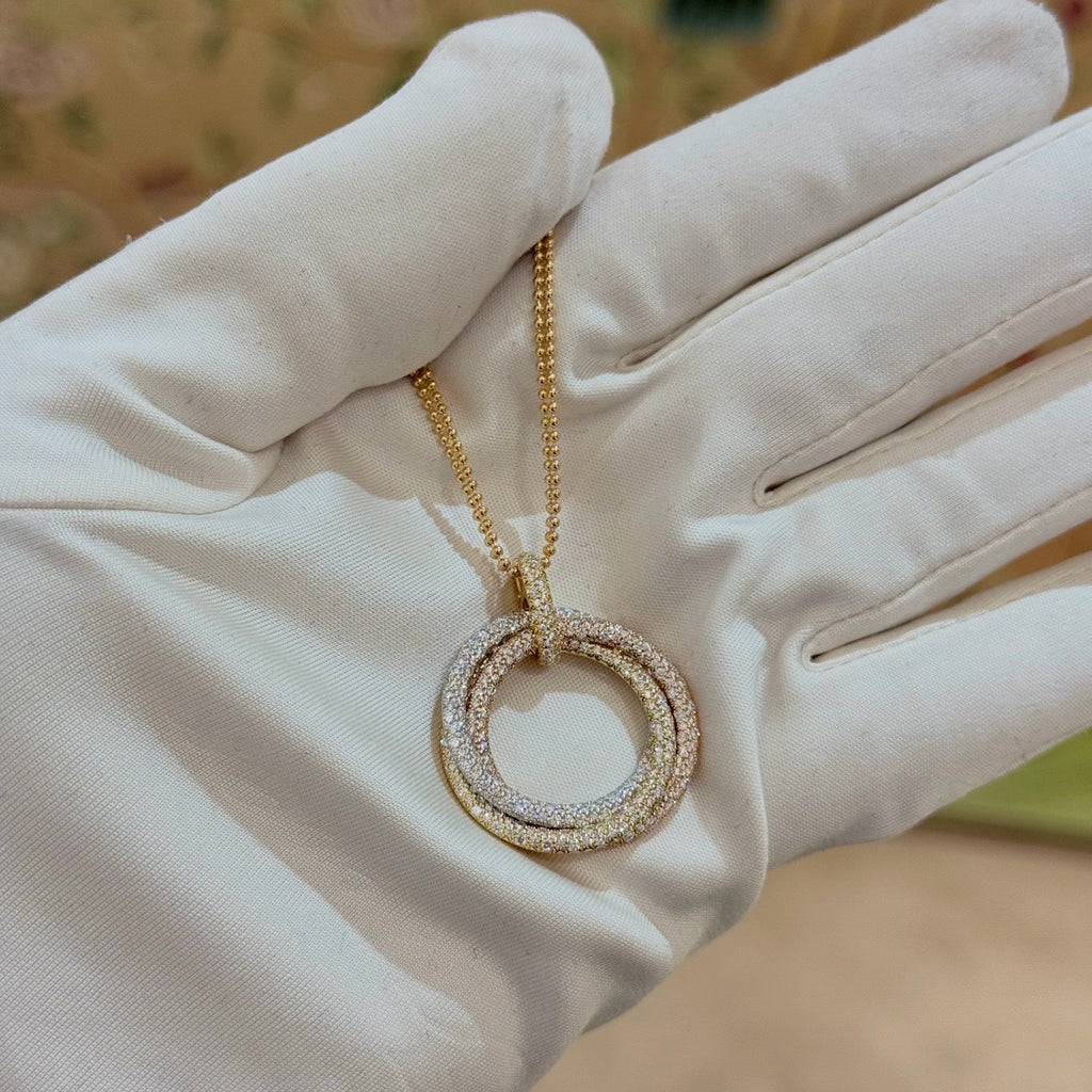 [Raffine]TRINITY LARGE FULL DIAMOND  NECKLACE