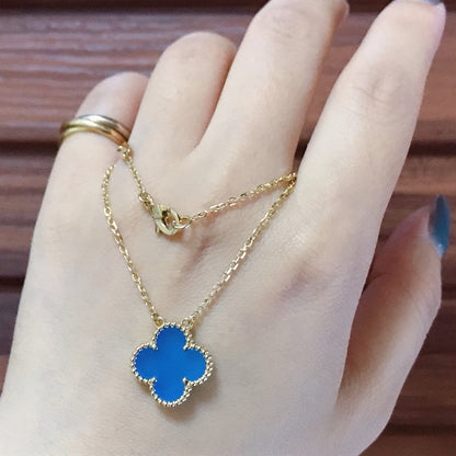 [Raffine] COLLAR DE ÁGATA AZUL TRÉBOL DE 15 MM