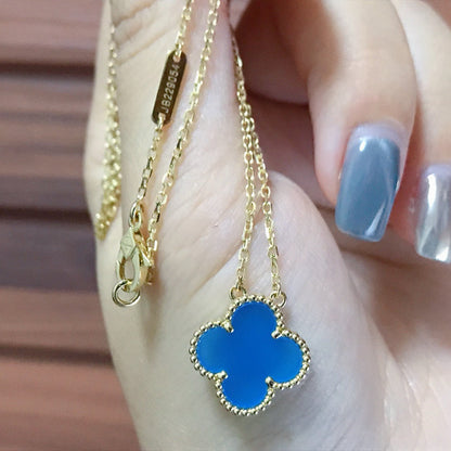 [Raffine] COLLAR DE ÁGATA AZUL TRÉBOL DE 15 MM