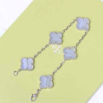 [Raffine]CLOVER  5 MOTIF PURPLE CHALCEDONY BRACELET SILVER