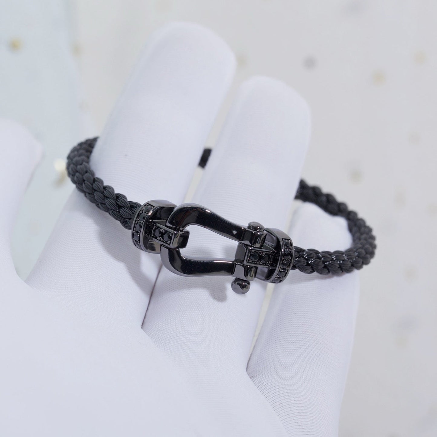 [Raffine]FORCE LARGE SERIES HORSESHOE BLACK SAMURAI BRACELET