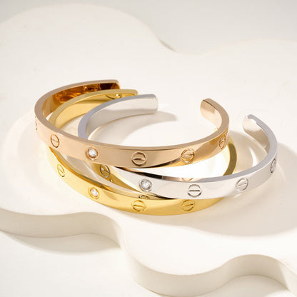 [Raffine]LOVE BRACELET 6.1MM 1 DIAMOND OPEN CUFF