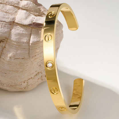 [Raffine]LOVE BRACELET 6.1MM 1 DIAMOND OPEN CUFF