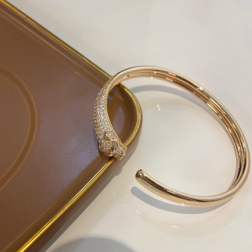 [Raffine]PANTHERE HALF DIAMOND OPEN BRACELET