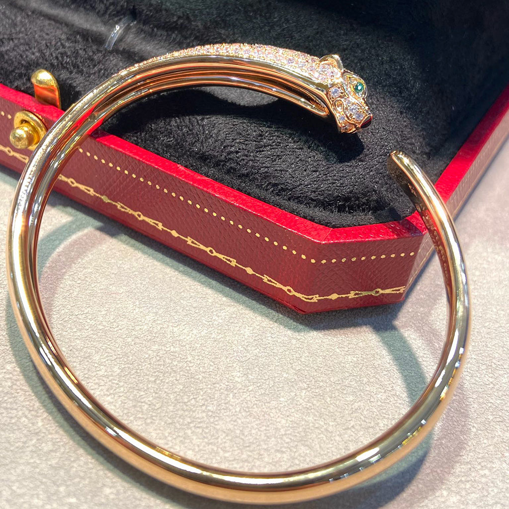 [Raffine]PANTHERE HALF DIAMOND OPEN BRACELET