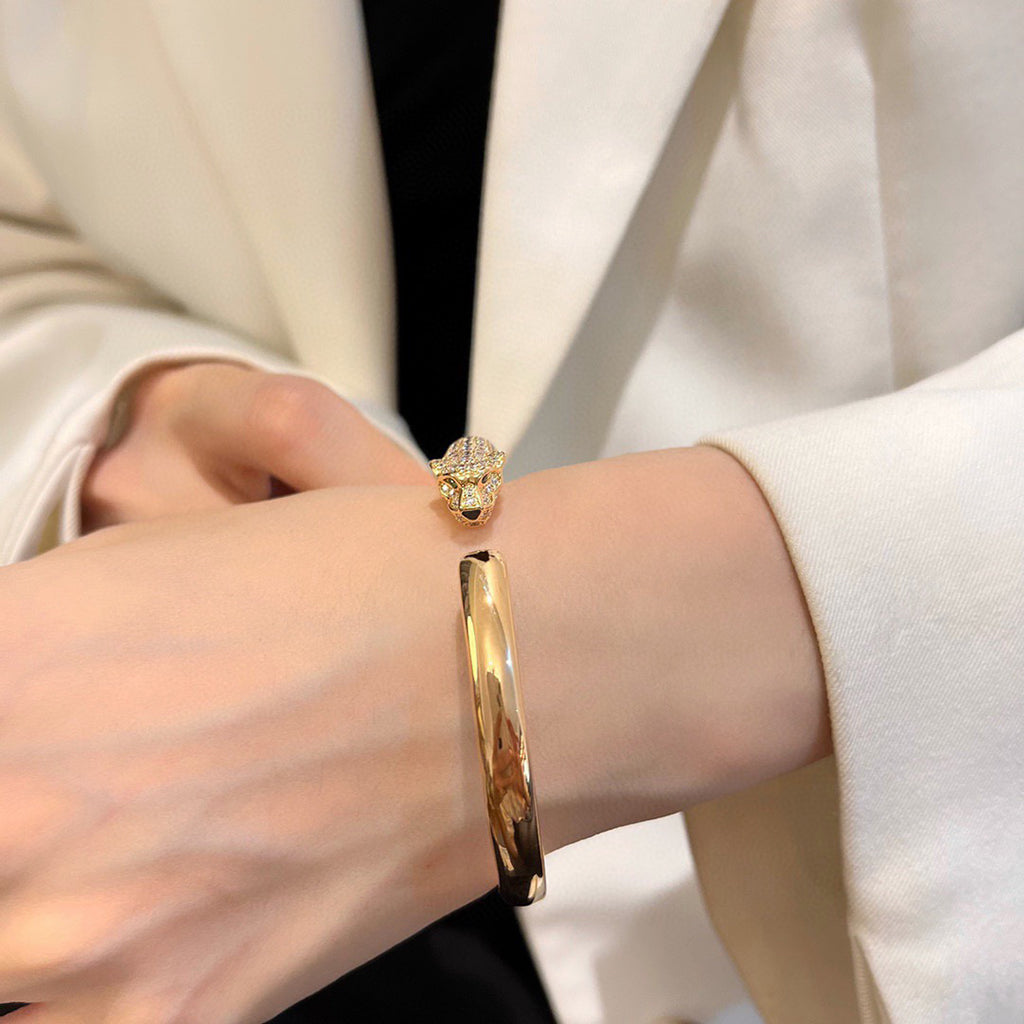 [Raffine]PANTHERE HALF DIAMOND OPEN BRACELET