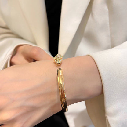 [Raffine]PANTHERE HALF DIAMOND OPEN BRACELET