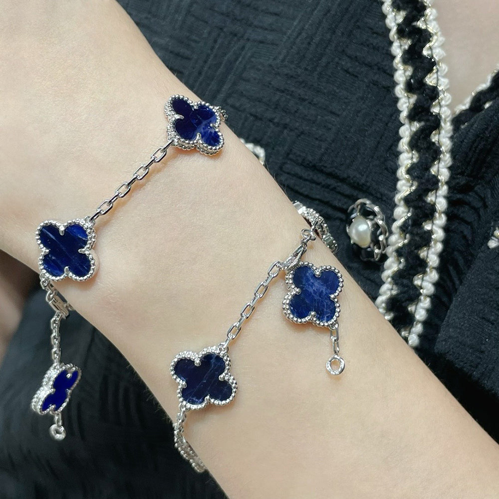 [Raffine]CLOVER 5 MOTIF PIETERSITE SILVER BRACELET