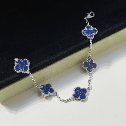 [Raffine]CLOVER 5 MOTIF PIETERSITE SILVER BRACELET