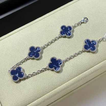 [Raffine]CLOVER 5 MOTIF PIETERSITE SILVER BRACELET