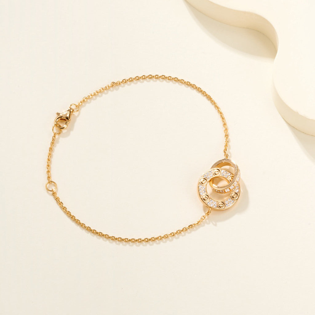 [Raffine]LOVE DOUBLE RING FULL DIAMOND BRACELET