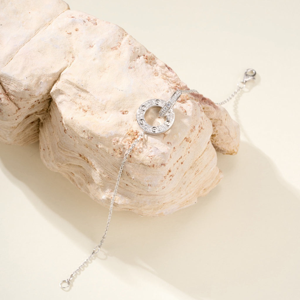 [Raffine]LOVE DOUBLE RING FULL DIAMOND BRACELET