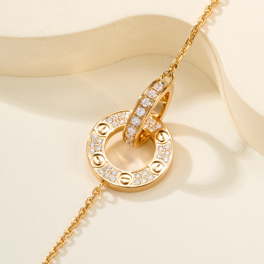 [Raffine]LOVE DOUBLE RING FULL DIAMOND BRACELET