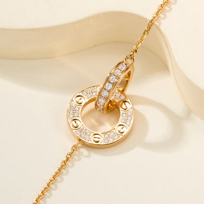 [Raffine]LOVE DOUBLE RING FULL DIAMOND BRACELET