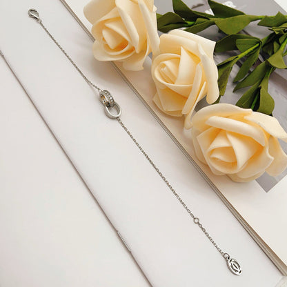 [Raffine]LOVE DOUBLE RING HALF DIAMOND BRACELET