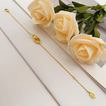 [Raffine]LOVE DOUBLE RING HALF DIAMOND BRACELET