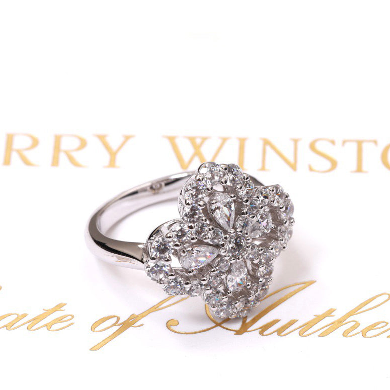 [Raffine] ANILLO DE ARO CON MOTIVO COMPLETO DE DIAMANTE, 16 MM, PLATA